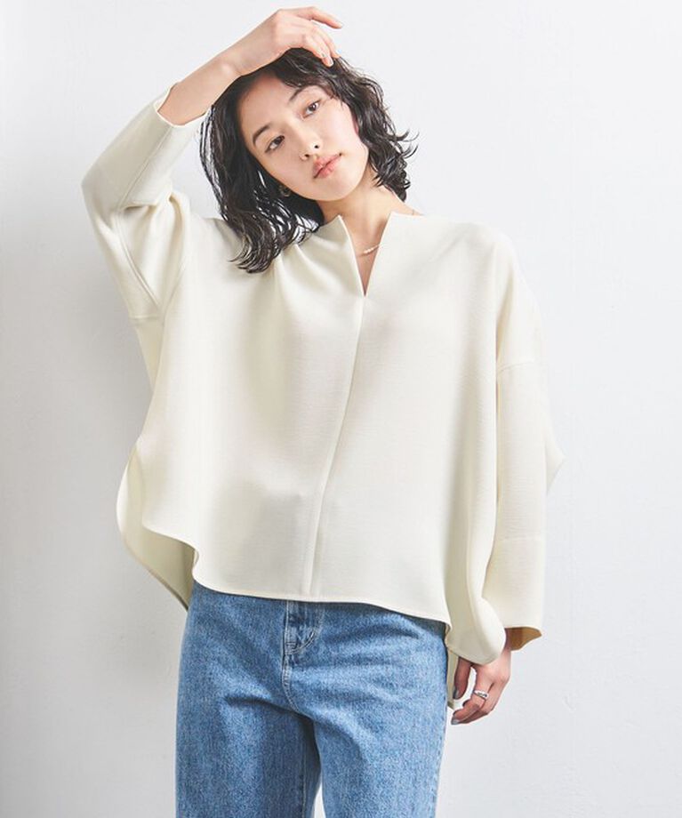 UNITED ARROWS「COMFY スリットノーカラー プルオーバー」|シャツ・ブラウス|