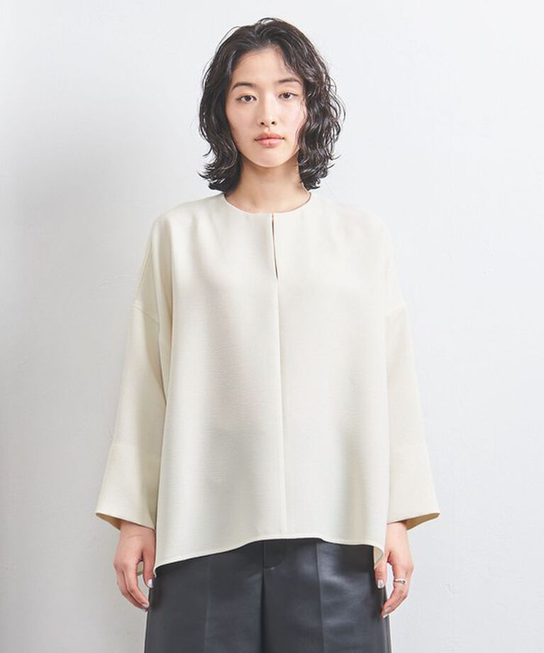 UNITED ARROWS「COMFY スリットノーカラー プルオーバー」|シャツ・ブラウス|