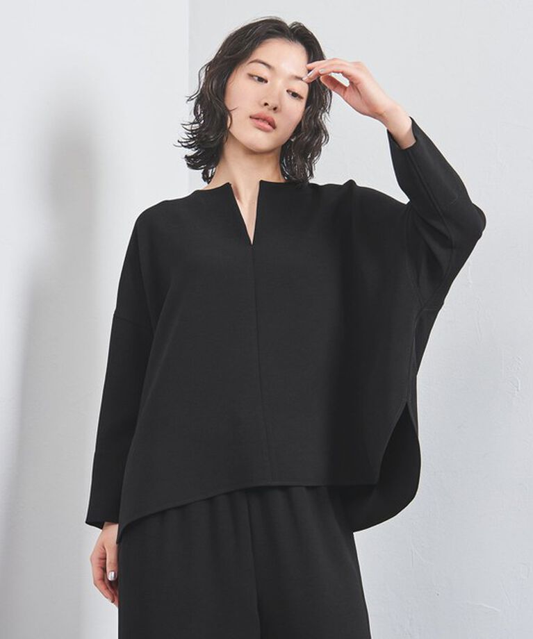 UNITED ARROWS「COMFY スリットノーカラー プルオーバー」|シャツ・ブラウス|