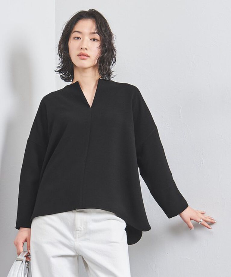 UNITED ARROWS「COMFY スリットノーカラー プルオーバー」|シャツ・ブラウス|