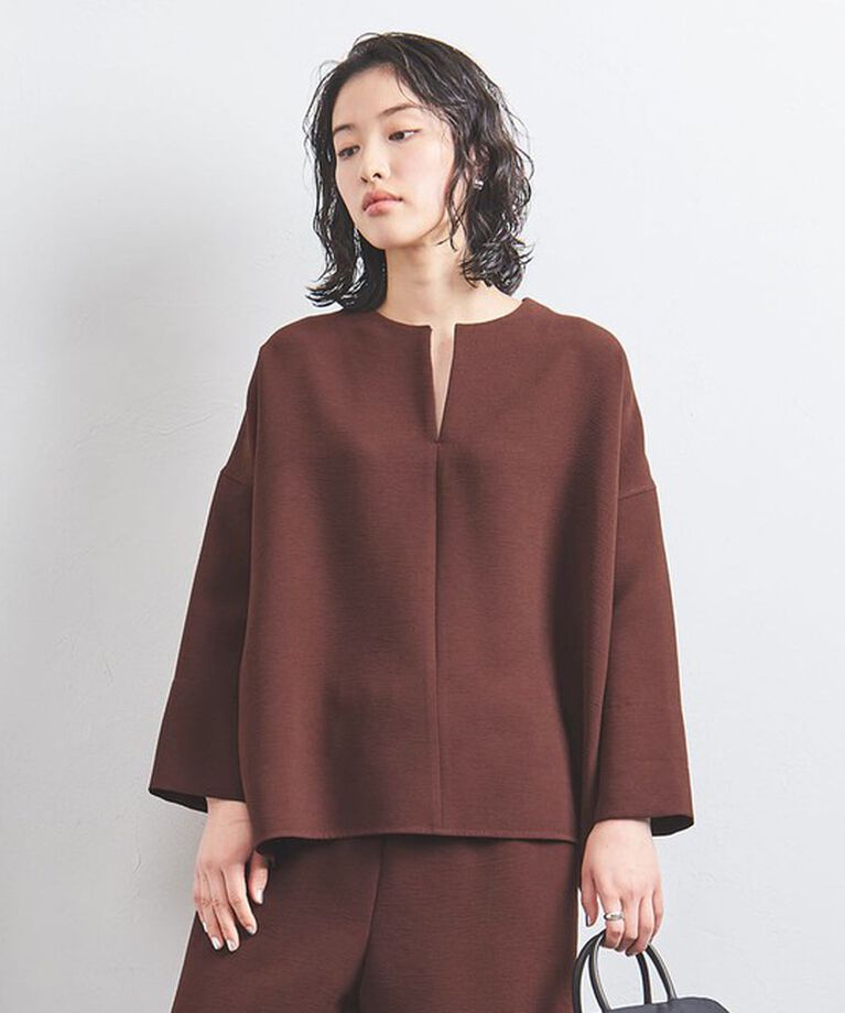 UNITED ARROWS「COMFY スリットノーカラー プルオーバー」|シャツ・ブラウス|