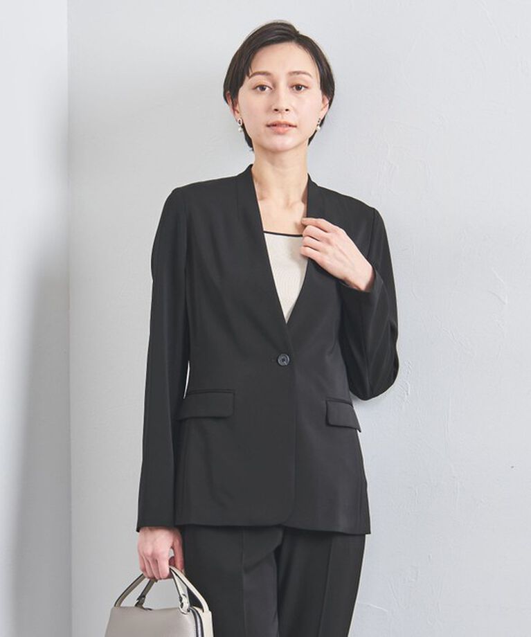 UNITED ARROWS「FEEL CLEAN Vノーカラー ジャケット」|ノーカラージャケット|