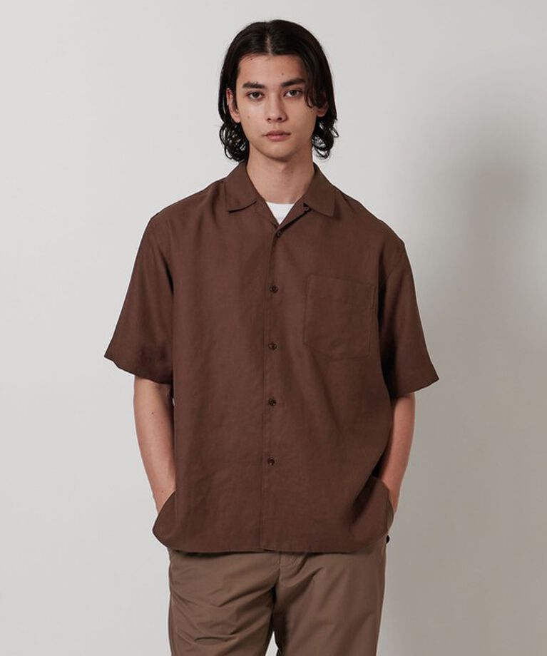 UNITED ARROWS「ツイル オープンカラー ショートスリーブシャツ」|シャツ・ブラウス|DK.BROWN