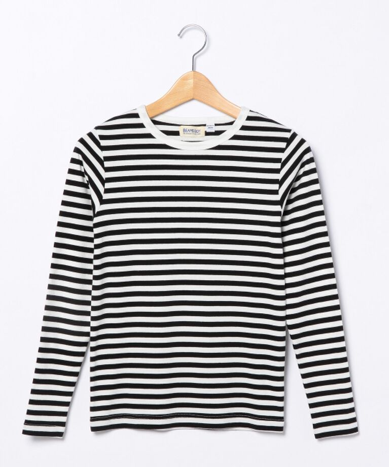 BEAMSBOY「BEAMS BOY / フライス 1cm ボーダー」|Tシャツ・カットソー|BLK/OFF