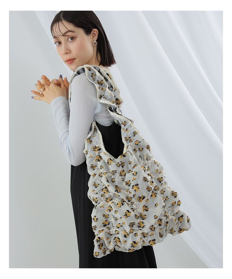 Ray BEAMS 「Casselini / 別注 ジャカード フリル トートバッグ」|トートバッグ|WHITE