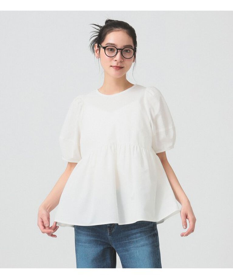 Ray BEAMS 「Ray BEAMS / ランタンスリーブ ギャザー ブラウス」|シャツ・ブラウス|WHITE
