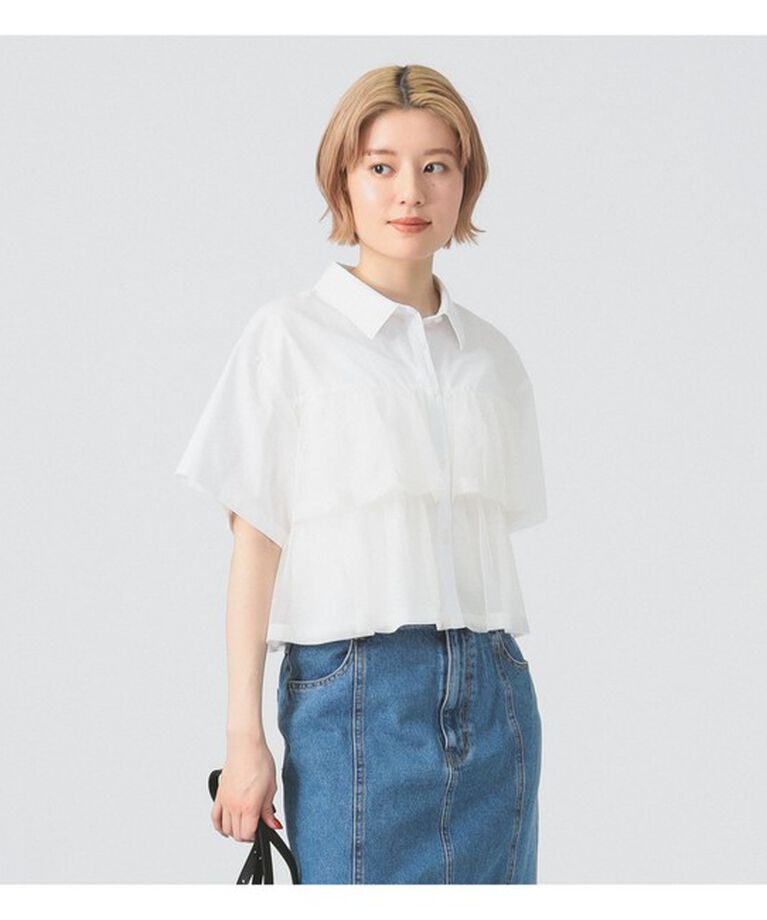 Ray BEAMS 「シアー ティアード クロップド シャツ」|シャツ・ブラウス|OFF_WHITE