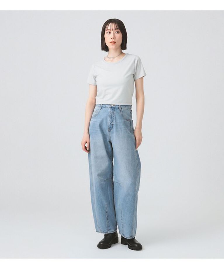 Ray BEAMS 「ラメ クロップド クルーネック Tシャツ」|Tシャツ・カットソー|