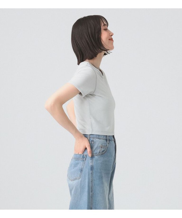 Ray BEAMS 「ラメ クロップド クルーネック Tシャツ」|Tシャツ・カットソー|