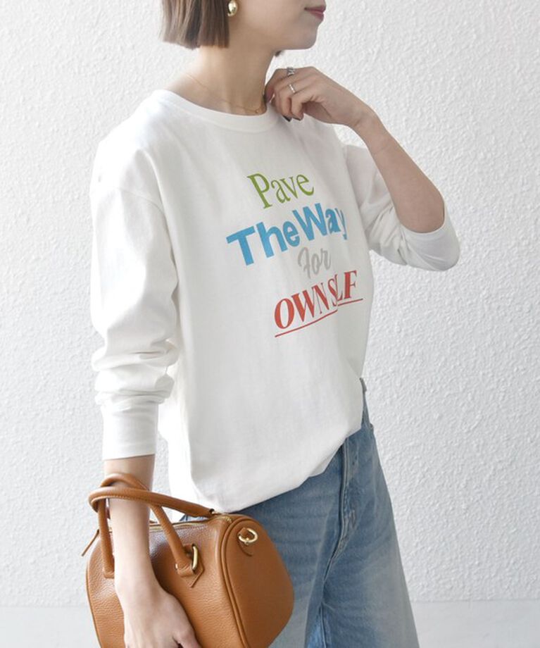 SHIPS any「【SHIPS any別注】THE KNiTS:〈洗濯機可能〉ラウンドヘム ロゴ ロングスリーブ TEE」|Tシャツ・カットソー|