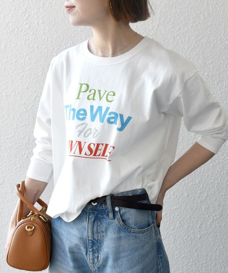 SHIPS any「【SHIPS any別注】THE KNiTS:〈洗濯機可能〉ラウンドヘム ロゴ ロングスリーブ TEE」|Tシャツ・カットソー|