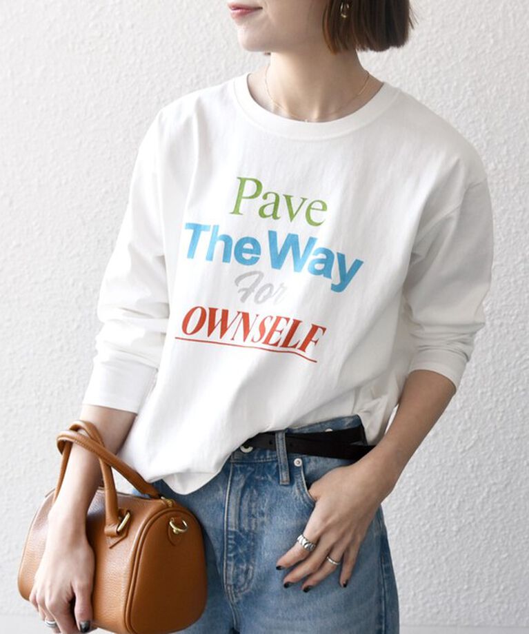 SHIPS any「【SHIPS any別注】THE KNiTS:〈洗濯機可能〉ラウンドヘム ロゴ ロングスリーブ TEE」|Tシャツ・カットソー|