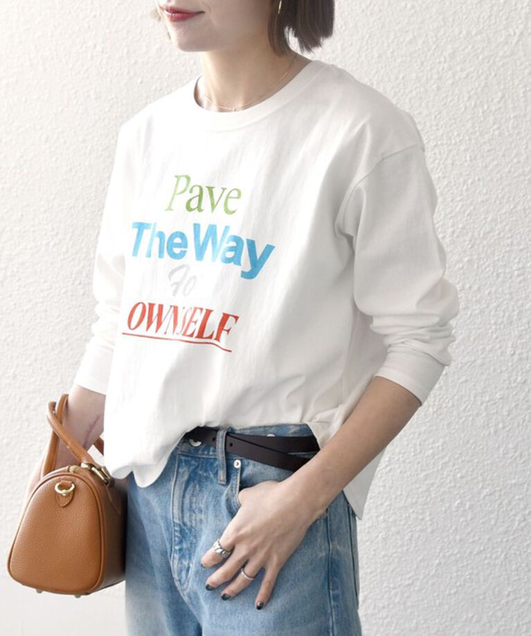 SHIPS any「【SHIPS any別注】THE KNiTS:〈洗濯機可能〉ラウンドヘム ロゴ ロングスリーブ TEE」|Tシャツ・カットソー|