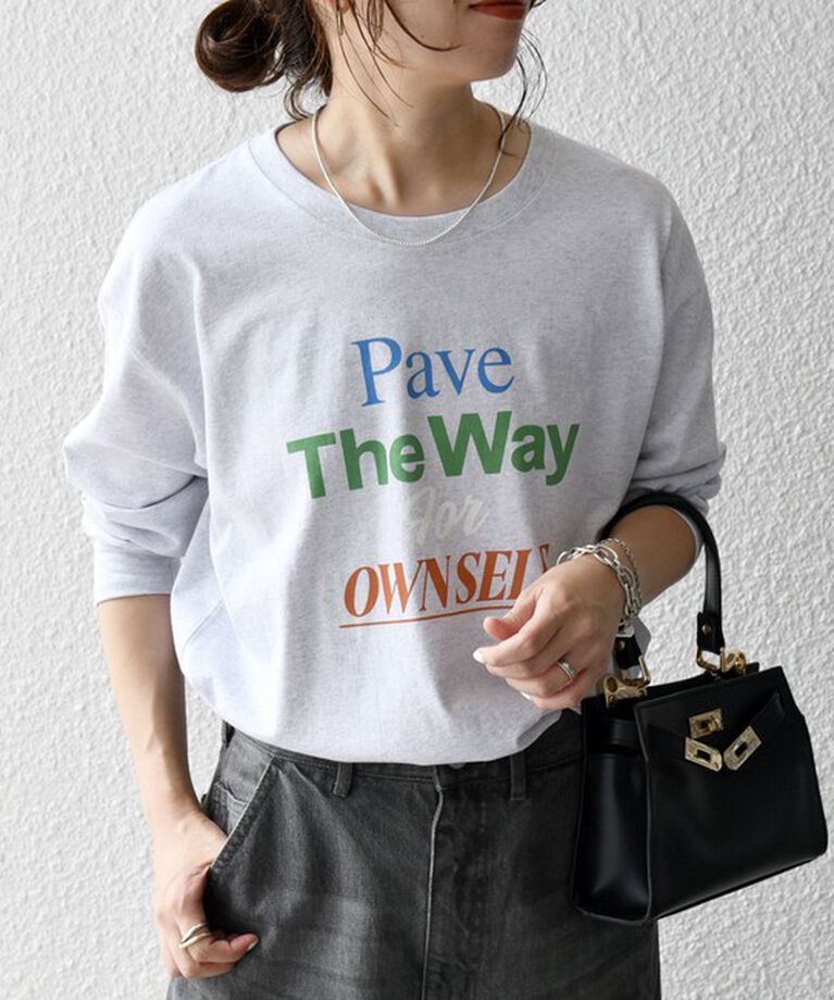 SHIPS any「【SHIPS any別注】THE KNiTS:〈洗濯機可能〉ラウンドヘム ロゴ ロングスリーブ TEE」|Tシャツ・カットソー|