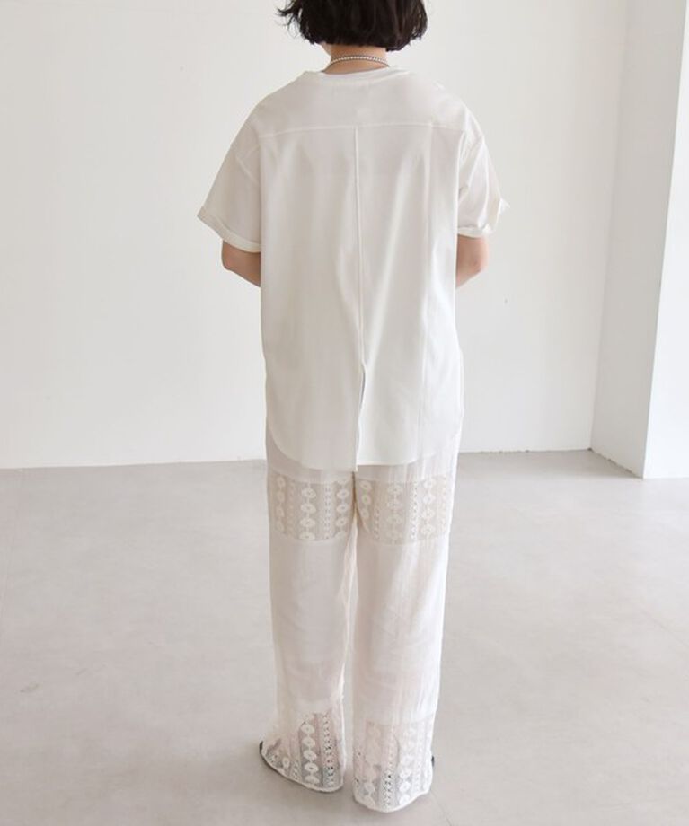quaranciel「quaranciel:〈多機能/洗濯機可能〉バック スリット チュニック TEE」|Tシャツ・カットソー|