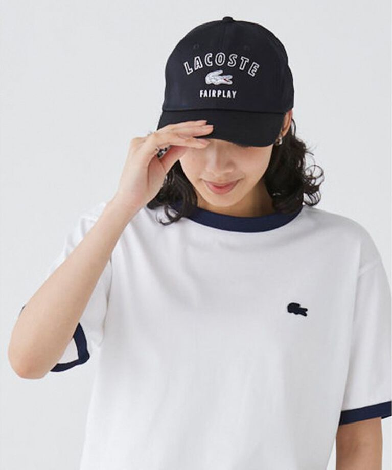 LACOSTE「刺繍入り6方キャップ」|キャップ・キャスケット|ブラック