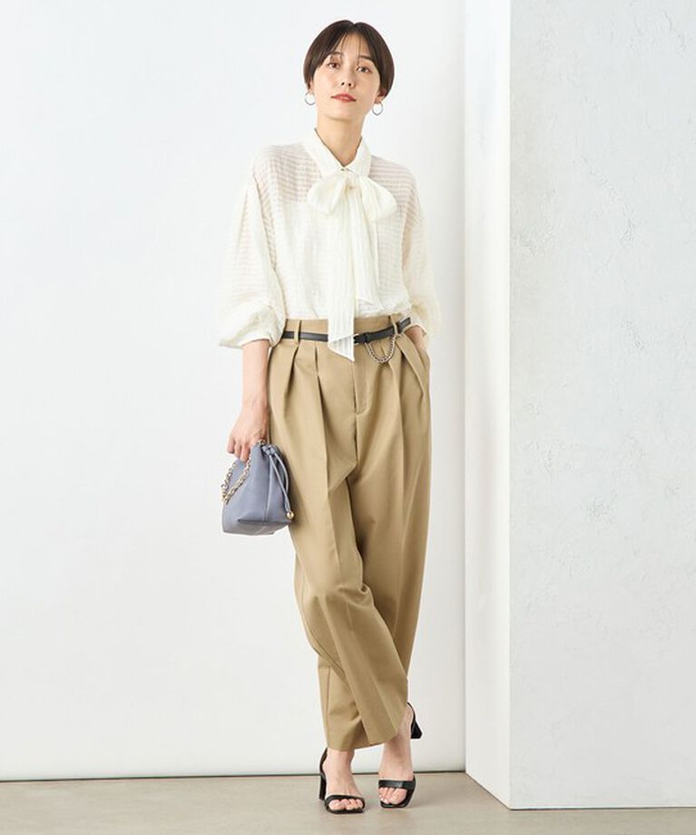 NOLLEY'S sophi「＜飯豊まりえさん着用＞ウォッシャブルツイルワイドテーパードパンツ」|チノ|