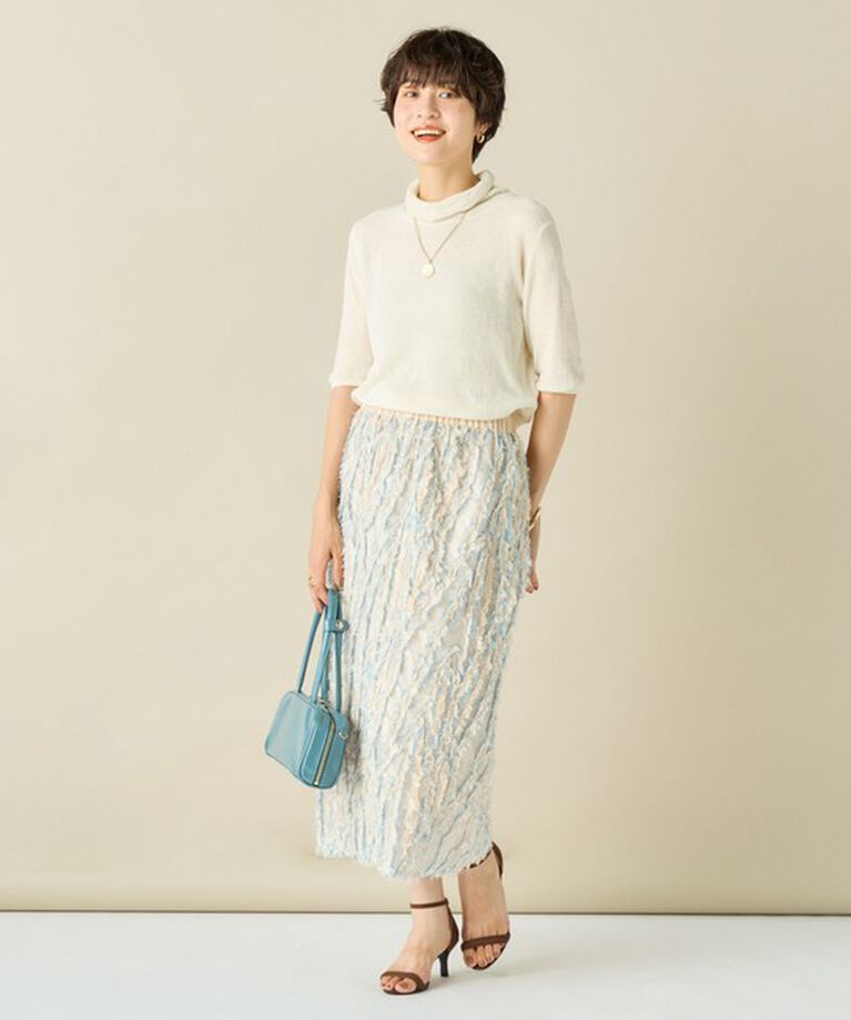 NOLLEY'S「《手洗い可能》シアーモール5分袖プルオーバーニット」|ニット・セーター|