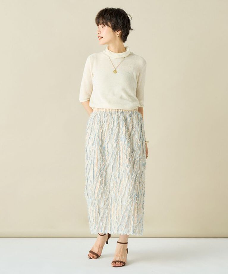 NOLLEY'S「《手洗い可能》シアーモール5分袖プルオーバーニット」|ニット・セーター|