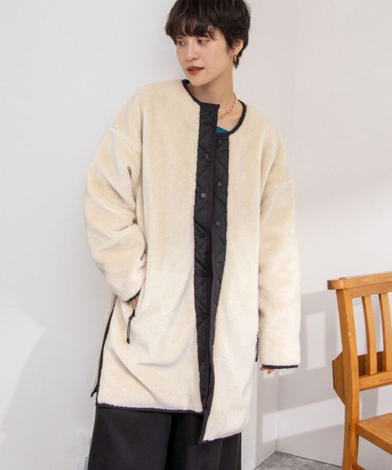 NOLLEY'S「◇【WEB限定】【TAION/タイオン】ノーカラーボアコート(リバーシブル) 24AW」|ダウン|