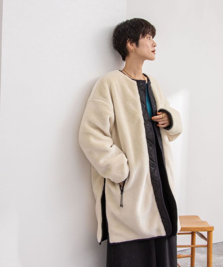 NOLLEY'S「◇【WEB限定】【TAION/タイオン】ノーカラーボアコート(リバーシブル) 24AW」|ダウン|