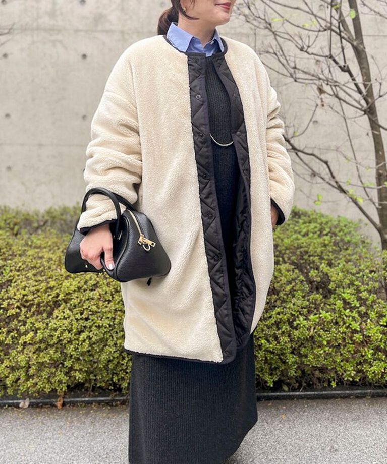 NOLLEY'S「◇【WEB限定】【TAION/タイオン】ノーカラーボアコート(リバーシブル) 24AW」|ダウン|