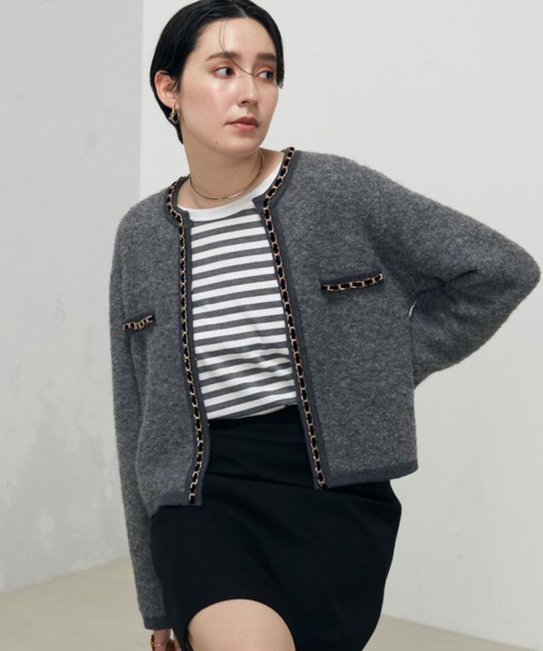NOLLEY'S「＜飯豊まりえさん着用＞チェーンブレードフワフワジャケット 24AW」|カーディガン|