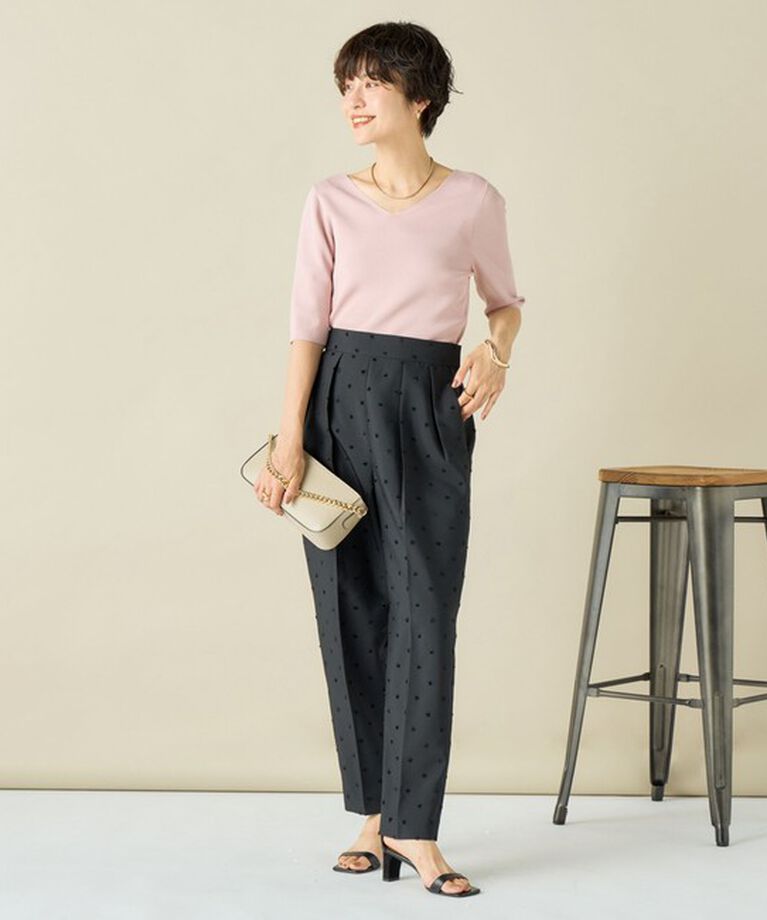 NOLLEY'S「《オールシーズン対応》ウォッシャブルドットツッキリツータックテーパードパンツ 24AW」|その他|