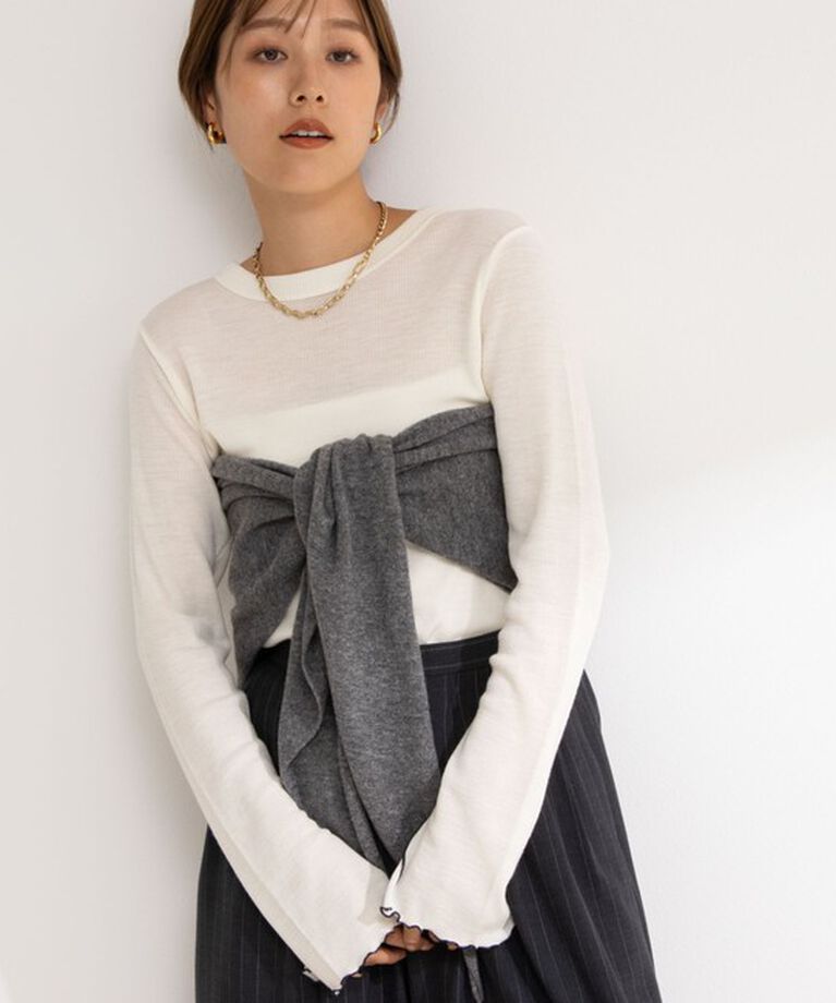 NOLLEY'S「MY STANDARDウォッシャブルリブクルーネックプルオーバーカットソー」|Tシャツ・カットソー|