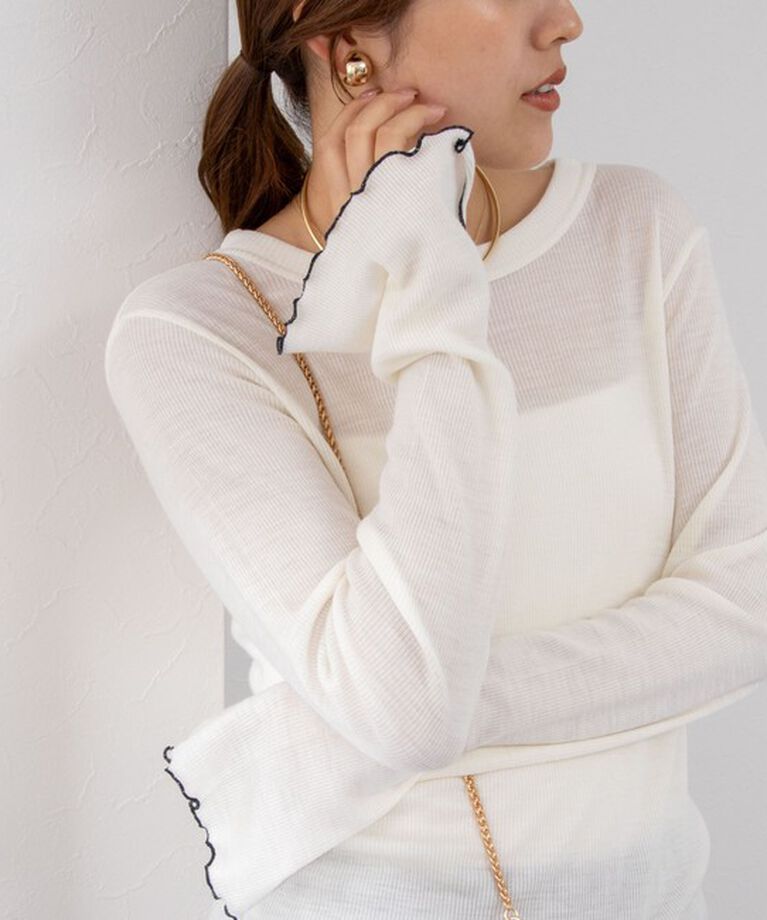 NOLLEY'S「MY STANDARDウォッシャブルリブクルーネックプルオーバーカットソー」|Tシャツ・カットソー|