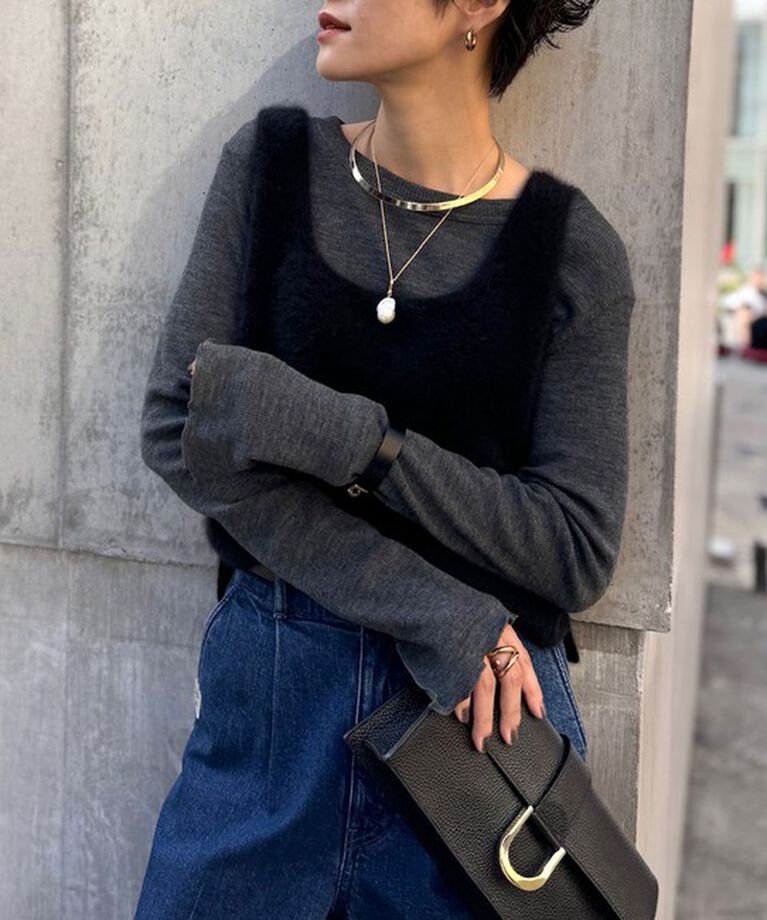 NOLLEY'S「MY STANDARDウォッシャブルリブクルーネックプルオーバーカットソー」|Tシャツ・カットソー|