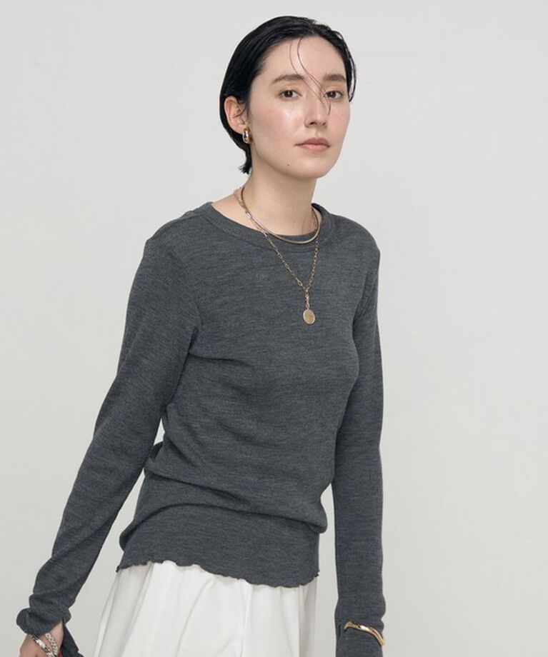 NOLLEY'S「MY STANDARDウォッシャブルリブクルーネックプルオーバーカットソー」|Tシャツ・カットソー|