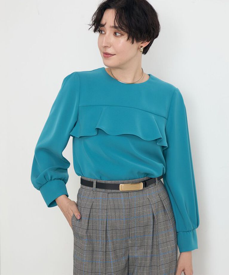 NOLLEY'S「《セットアップ対応》ウォッシャブルダブルクロスブラウス」|シャツ・ブラウス|ブルー