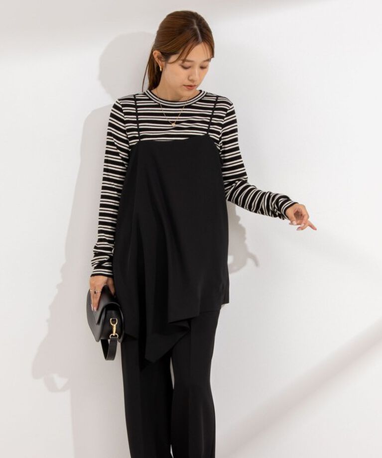 NOLLEY'S「カシミヤシルクボーダークルーネックプルオーバーカットソー」|Tシャツ・カットソー|