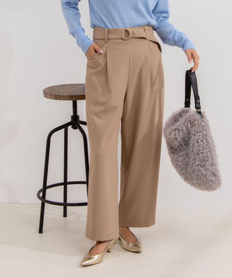 NOLLEY'S「《セットアップ対応》ウォッシャブルゴールドパーツベルト付きワイドパンツ」|その他|