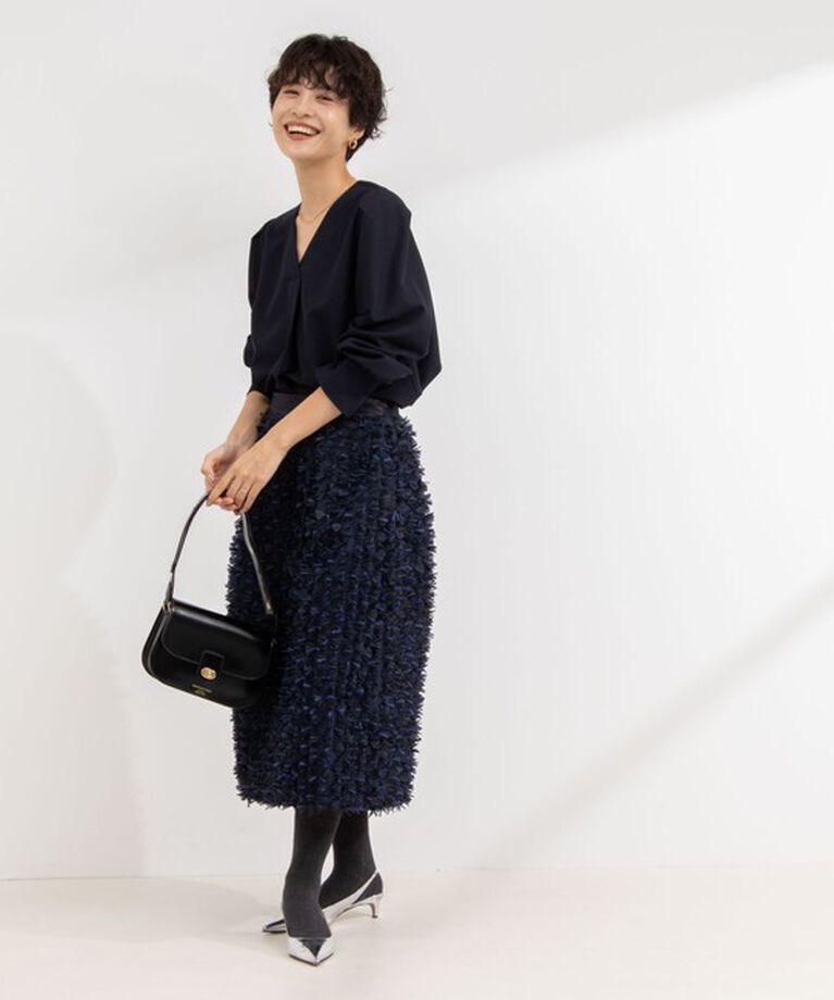 NOLLEY'S「《セットアップ対応》ウォッシャブルVネック前タックブラウス」|シャツ・ブラウス|