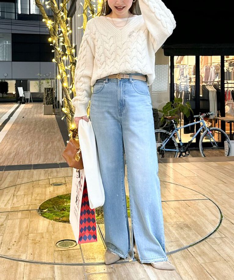NOLLEY'S「◇【WEB限定】ラメケーブル両Vネックプルオーバーニット」|ニット・セーター|
