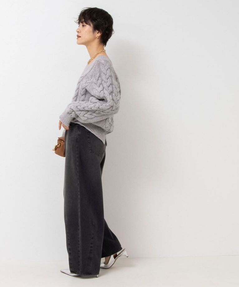 NOLLEY'S「◇【WEB限定】ラメケーブル両Vネックプルオーバーニット」|ニット・セーター|