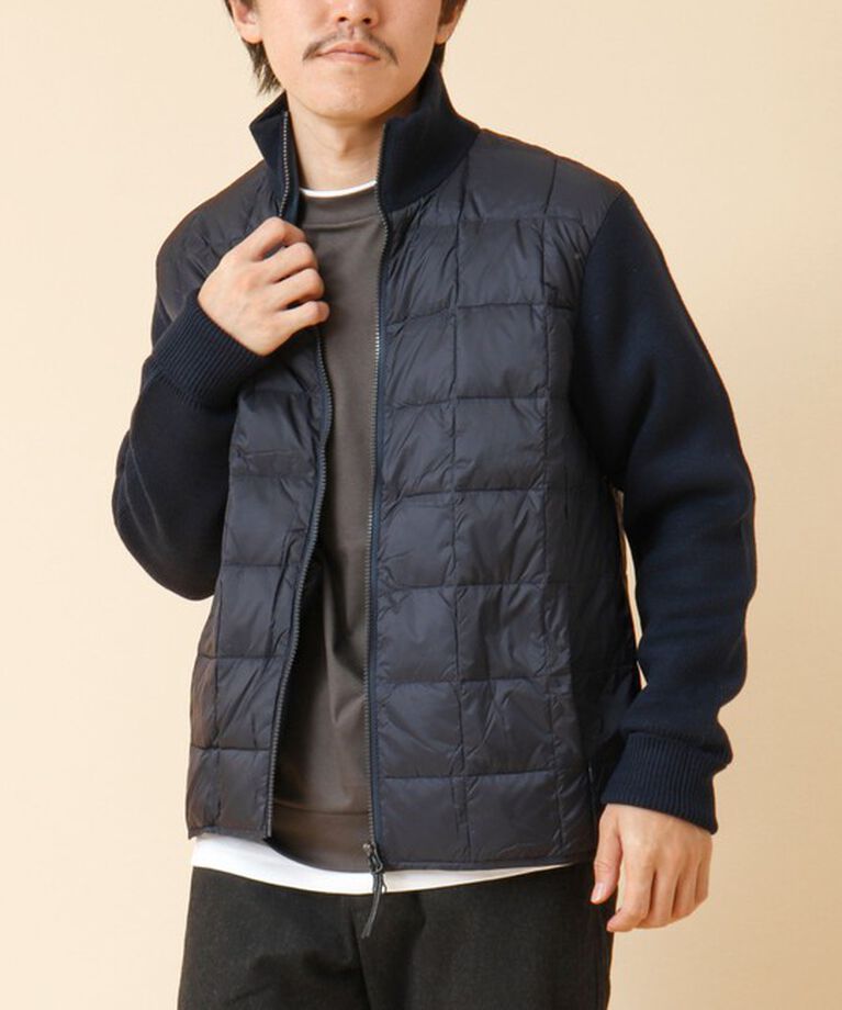 NOLLEY'S goodman「【TAION/タイオン】ハイネックWジップ ニットスリーブ ダウンジャケット 24AW」|ブルゾン・スタジャン|ダークネイビー