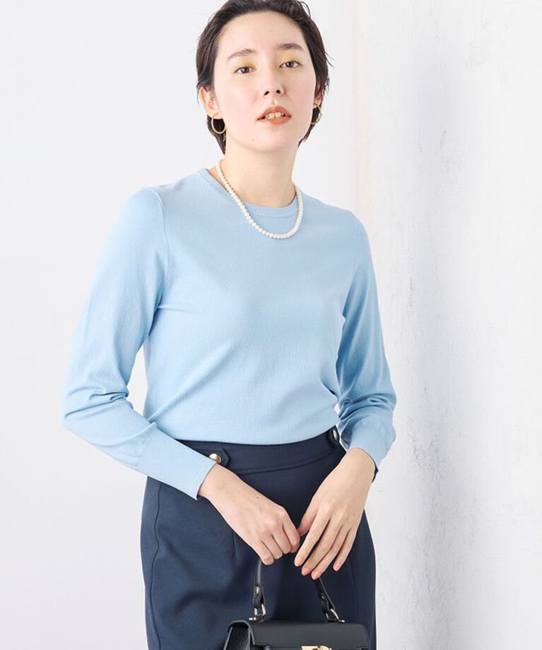 NOLLEY'S sophi「《アンサンブル対応》ラメラインクルーネックプルオーバーニット」|ニット・セーター|