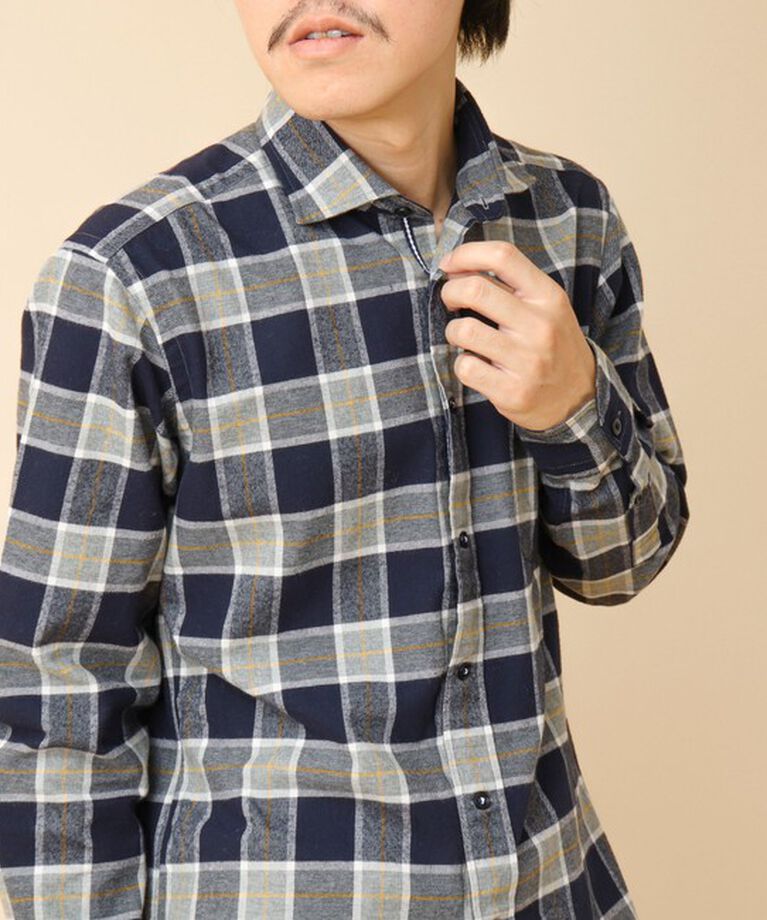 NOLLEY'S goodman「パラシュート カッタウェイ ネルシャツ 24AW」|シャツ・ブラウス|ブルー系その他