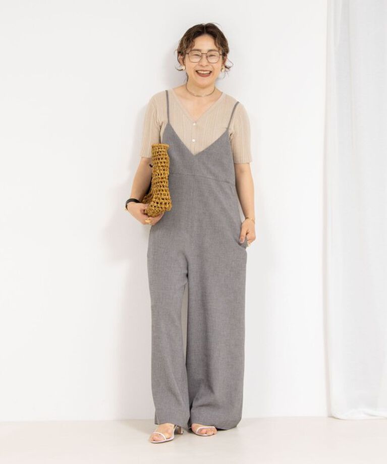 Rie Miller「《セットアップ対応》【PR林☆別注アイテム】ウォッシャブルエアーシャークオールインワン」|オールインワン|ライトグレー