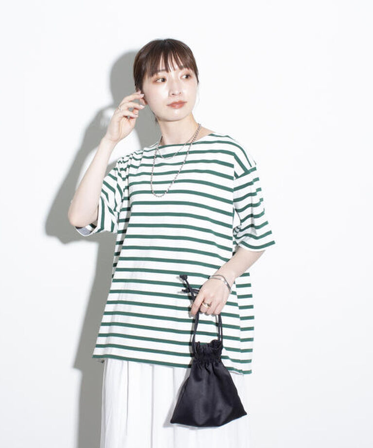 GLOSTER「【GLOSTER/グロスター】バスクシャツ ボーダーTシャツ ショートスリーブ」|Tシャツ・カットソー|グリーン系その他