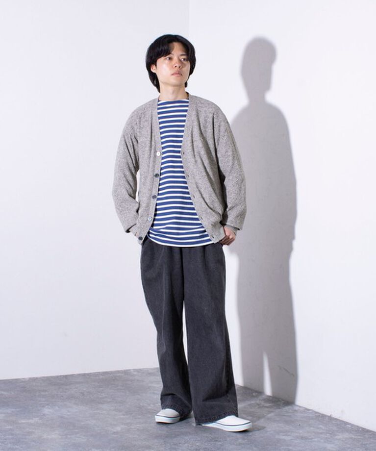 GLOSTER「【GLOSTER/グロスター】フレンチブルドッグ刺繍 リネン混 カーディガン Vネック」|カーディガン|