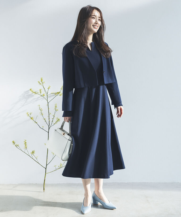 VIS「【270days美ストレッチシリーズ】ノーカラーショートジャケット【セットアップ対応】」|ノーカラージャケット|