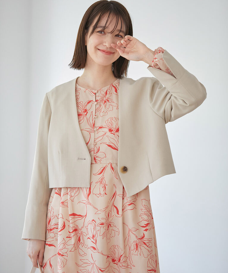 VIS「【270days美ストレッチシリーズ】ノーカラーショートジャケット【セットアップ対応】」|ノーカラージャケット|