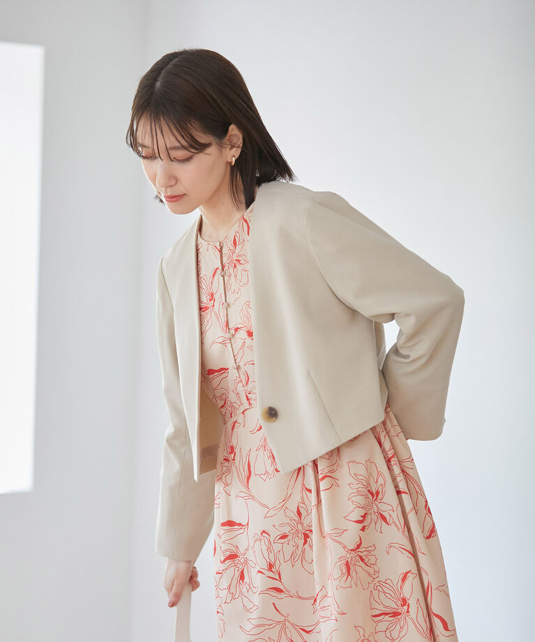 VIS「【270days美ストレッチシリーズ】ノーカラーショートジャケット【セットアップ対応】」|ノーカラージャケット|