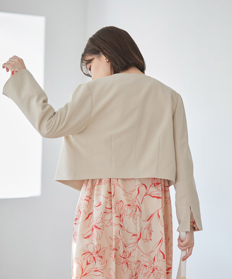 VIS「【270days美ストレッチシリーズ】ノーカラーショートジャケット【セットアップ対応】」|ノーカラージャケット|