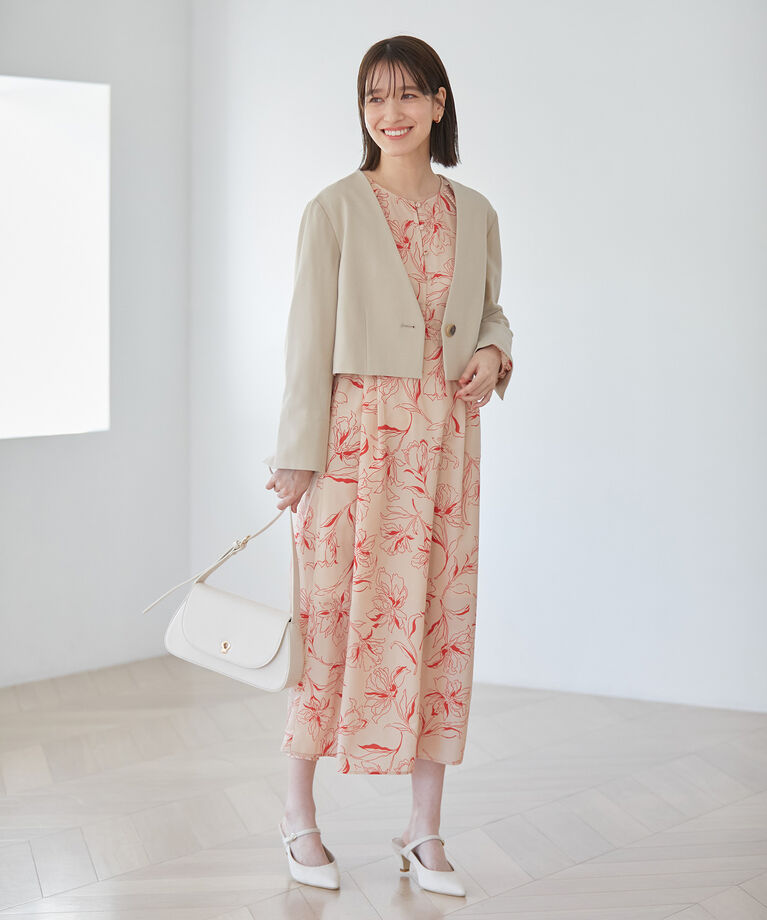 VIS「【270days美ストレッチシリーズ】ノーカラーショートジャケット【セットアップ対応】」|ノーカラージャケット|