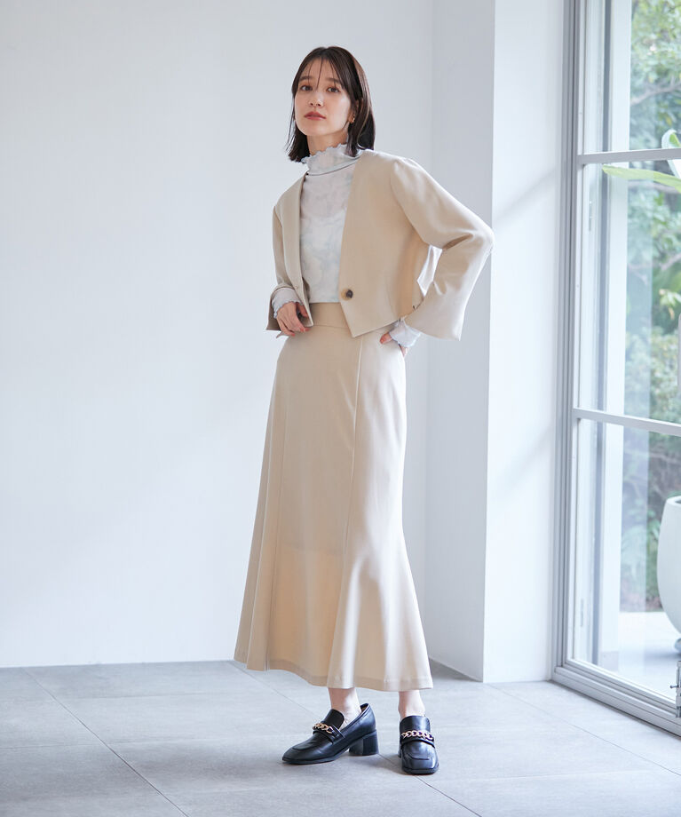 VIS「【270days美ストレッチシリーズ】ノーカラーショートジャケット【セットアップ対応】」|ノーカラージャケット|